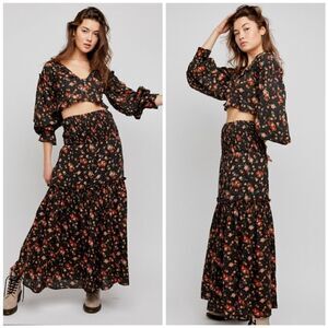 Free People Secret Garden Floral Maxi Skirt Set Size XS